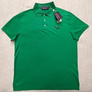 Ralph Lauren Purple Label Equestrian Green Polo Shirt Size L Made in Italy NWT